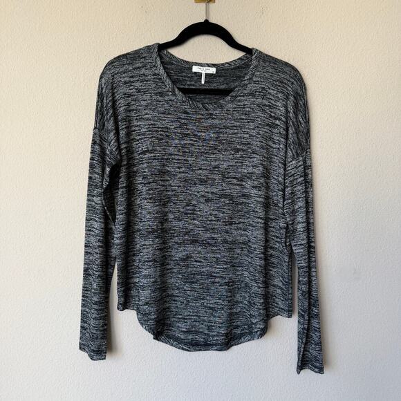 Rag & Bone Hudson Black Marled Long Sleeve Tee Size S - Picture 2 of 6